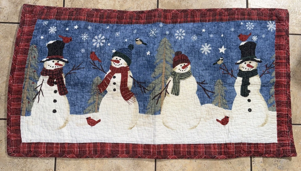 2 Piezas - Muñeco de Nieve Azul San Nicolás Cuadros Reversible COLCHA +1 FARSA -King Usado en Excelente Condición Foto 4 de 4