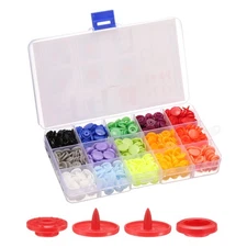 300 Set Plastic Snaps T5 Round Resin No-Sew Button Fasteners Kit, Mixed Color