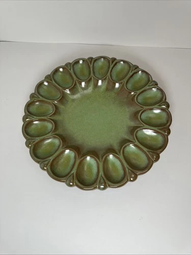 Frankoma Pottery Deviled Egg Platter Prairie Green 819