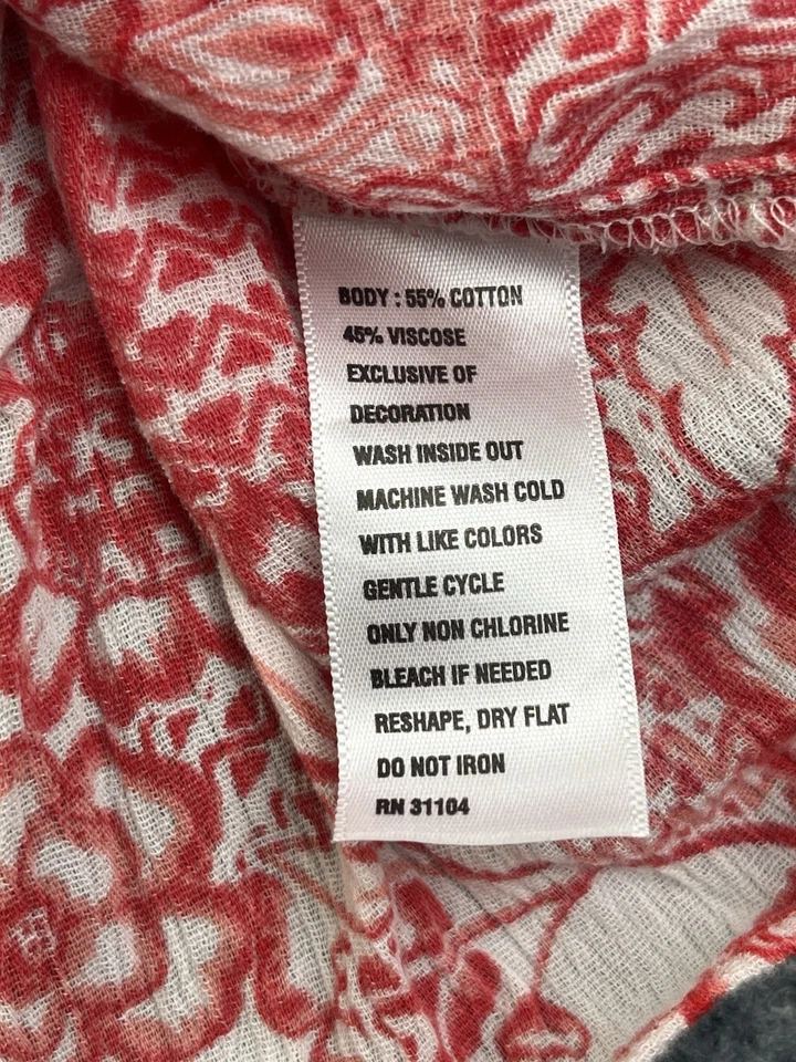 Blusa Campesina Boho Floral New Directions Rojo Blanco Borla Encaje Ribete L Foto 4 de 4