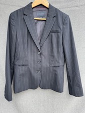 Banana Republic Women's 8 Navy Blue Pinstripe Wool Blend 3 Button Blazer