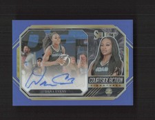 2024 Panini Select WNBA Dana Evans Courtside Action Signatures Blue /49 AUTO