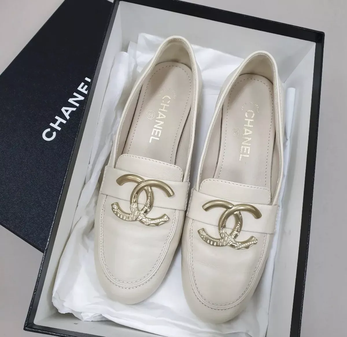 Chanel Flat Shoes - 210 For Sale on 1stDibs  chanel ballet flats colors, chanel  shoes flat, chanel flat price