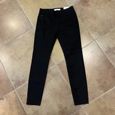 Kan Can Womens Mid Rise Super Skinny Jeans - Distressed -  7/27 Black