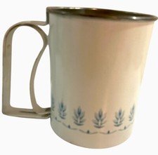 Vintage 50s Androck Metal Flour Sifter White with Blue Floral Pattern