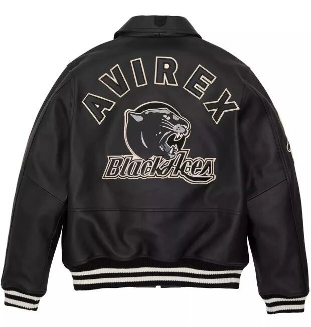New Men's Avirex Black Fashion Ace 2 Real Bomber American Flight