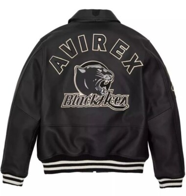 New Men's Avirex Black Fashion Ace 2 Real Bomber American Flight