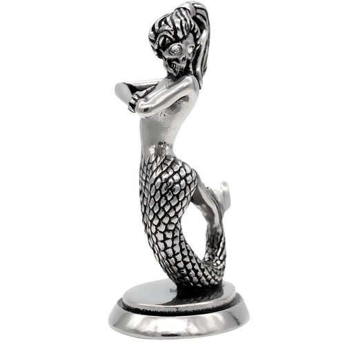 Mermaid Skull Statue 316L Stainless Steel with Crystals By Controse - Picture 3 of 4