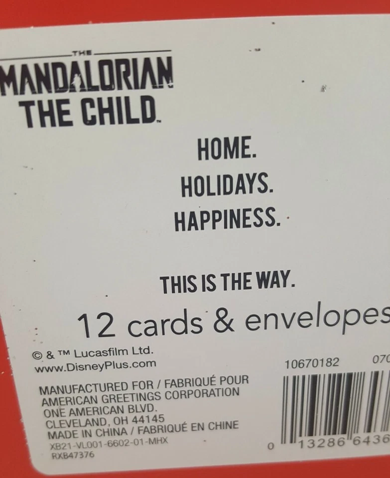 Paquete de 12 tarjetas de Navidad de Disney Mandalorian Star Wars American Greetings Foto 2 de 2