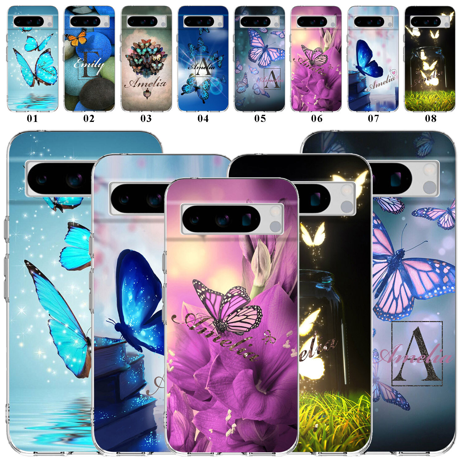 Pretty Butterfly Personalised Phone Case Cover For Google Pixel 9 Pro 8A 7A 6A 5