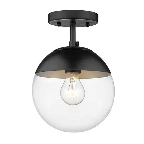 Golden Lighting Dixon 10.5 in. 1-Light Matte Black Semi-Flush Mount - Picture 1 of 3