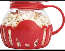Ecolution Patented Micro-Pop Microwave Popcorn Popper 3-in-1, 3-Quart, Red, NEW!