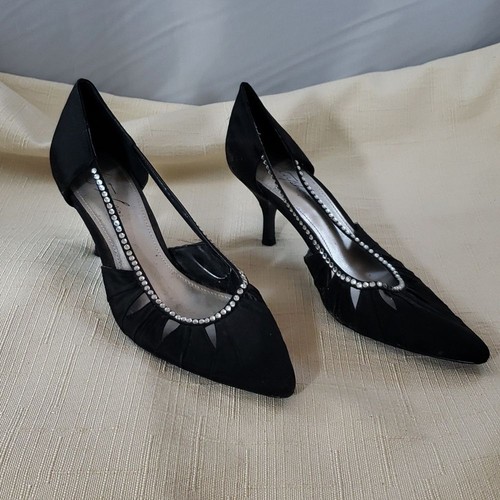 Women's Metashar Black and Rhinestone Strappy 2" Heel Evening Shoes