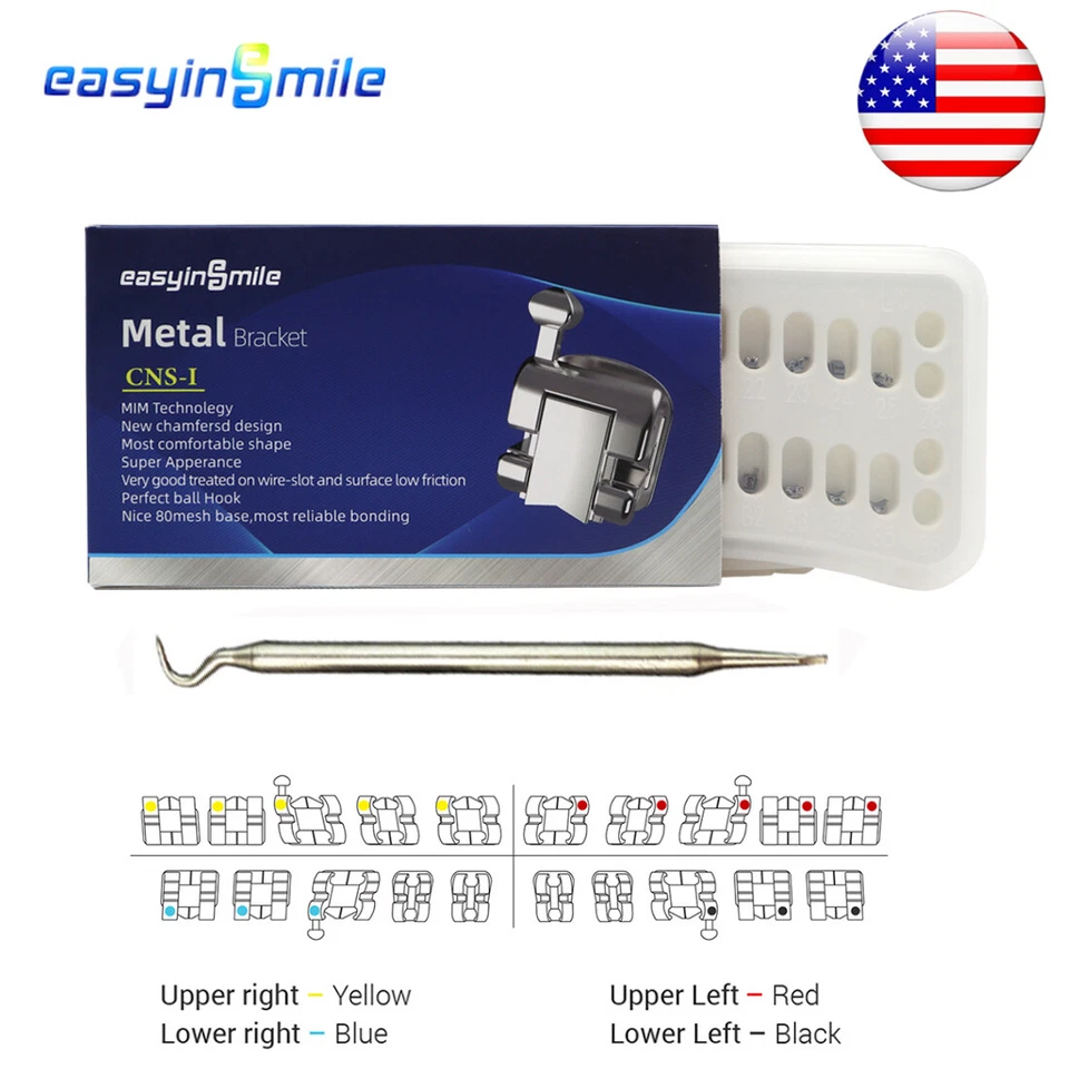 1pk Dental orthodontic Self-ligating brackets metal Braces ROTH/MBT.022 Hook 345 - Image 2 of 4