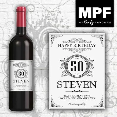 MY PARTY FAVOURS Personalised Birthday Wine Bottle Label - Any Name Age & Message