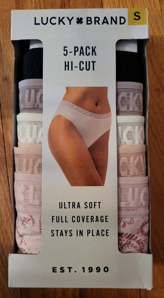 Lucky Brand Women's Underwear Hi Cut 5 Pack Pinks Small Full Cover