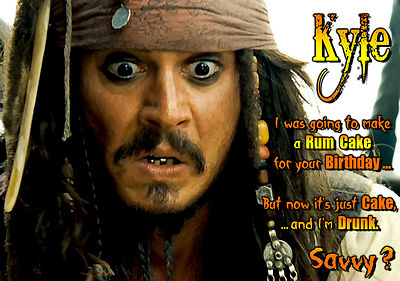 Captain Jack Sparrow Piraten der Spoof Karibik PERSONALISIERTE Geburtstagskarte