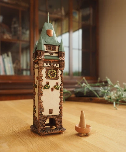 Ceramic Miniature Cone Incense Holder Martinstor Tower Gate Freiburg 21cm Midene