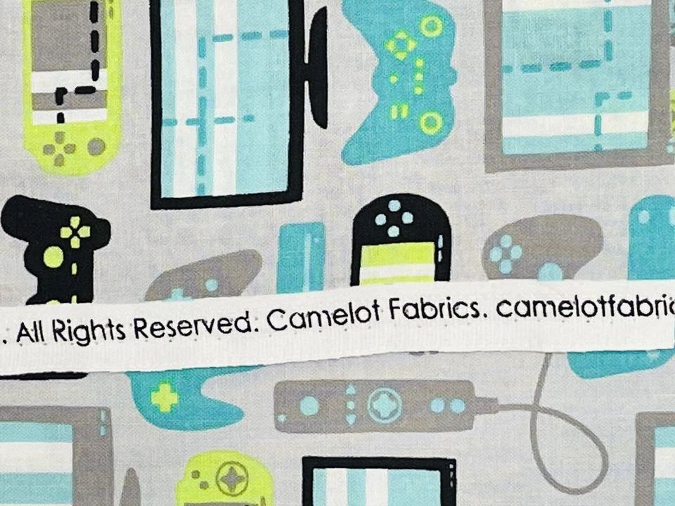 NEW Camelot Fabric "Game On" 100% Cotton Video Game Motif Multicolor 44"x 3/8 yd - Image 2 of 4