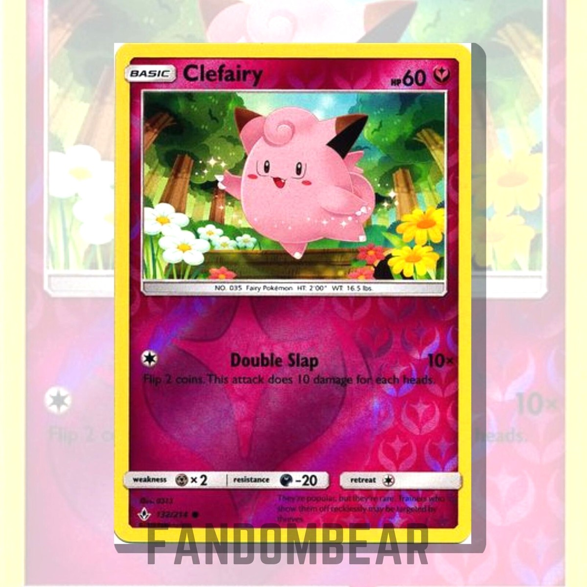 Clefairy REVERSE HOLO card 132/214 Sun & Moon Unbroken Bonds 2019