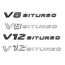New 2x Black A.m.g V12 V8 Biturbo Emblem Fender Badge Car Body Side Skirts