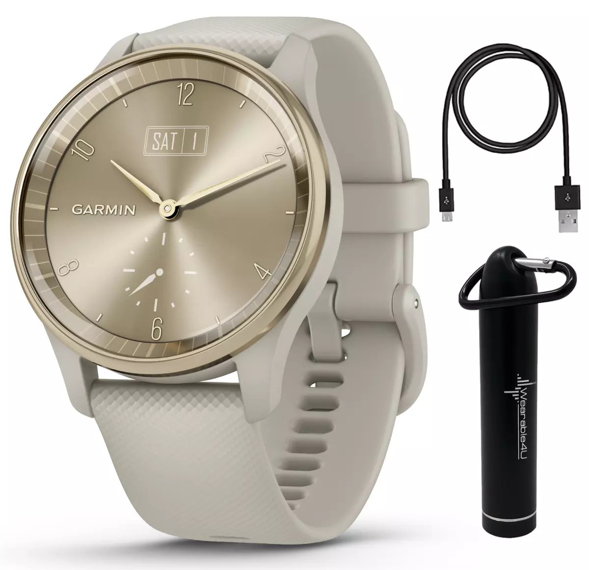 Smartwatch Bank | Power 40 mm Hybrid Unisex Cream eBay Trend with Garmin Gold vivomove