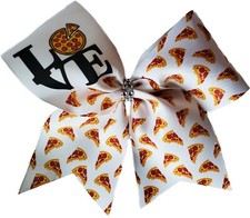 Love Pizza Ribbon Cheer Bow
