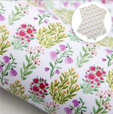 FAUX LEATHER SHEET 8 X 12" 1096166 Spring Flowers LITCHI TEXTURE