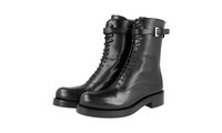 Prada Leder Laufsteg Stiefelette Combat Boots 1U053G Schwarz - Neu - 36,5 37