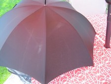 VINTAGE PK POLAND KATZ 40'S 50'S BLACK NYLON UMBRELLA BLACK GRIP HANDLE NICE