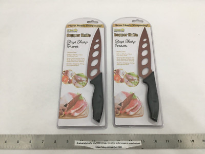 (2) NEW Home Innovations Copper Knife ''Stays Sharp Forever!'' Oval Cut Stainless