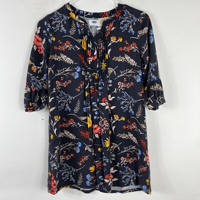 Old Navy Dress Girl's Youth Medium (8) 3/4 Sleeve Floral Above Knee Casual