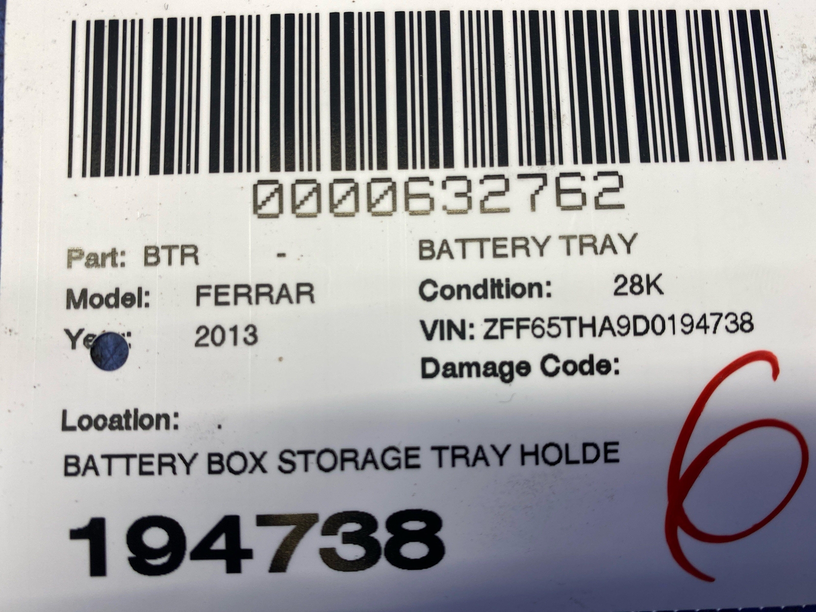 2008-2013 FERRARI CALIFORNIA BATTERY BOX STORAGE TRAY HOLDER CASE OEM