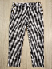 Tommy Hilfiger Women Slim Pants Plaid Navy Blue and White- Ankle-Size 6