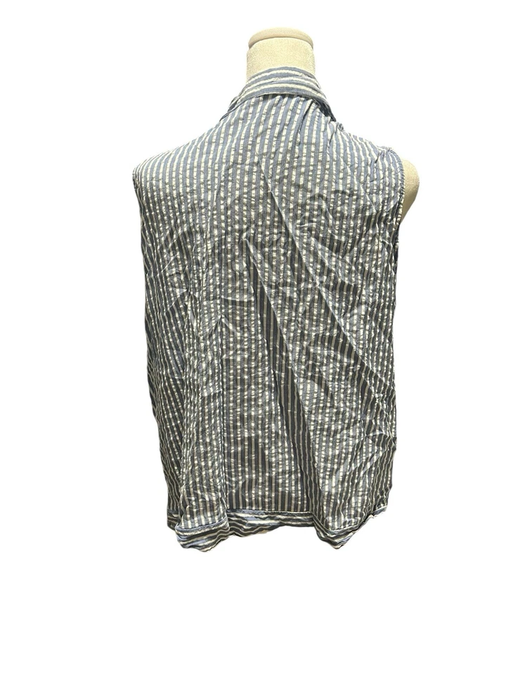 Elle Size 2X Blue Striped Sleeveless Tank With Tie - Image 2 of 4