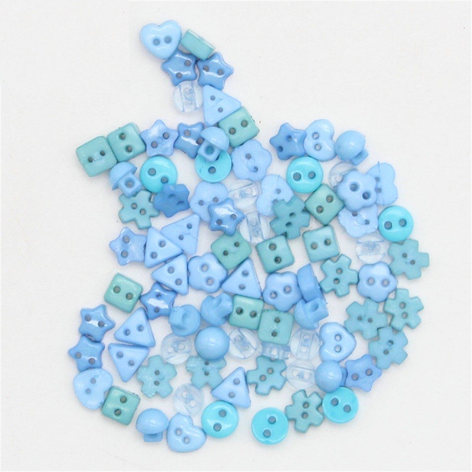 Lot De 50 Boutons Bleus En Forme De Cœur 4 Mm - 2 Trous, Pour Scrapbooking Et Couture