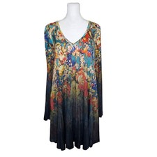 Free People Annette Floral Tunic Mini Dress Boho Ombre Flowy Oversized Small