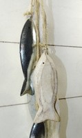 "6-Teil.Deko-HäNger \"Fisch\" Holz / Metall Natur/Zink DekohäNger Maritim*Shabby"