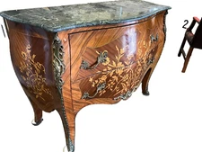 Bombe Commode, French, Louis XV Style, Verde Marble Top, 1900's, Vintage!