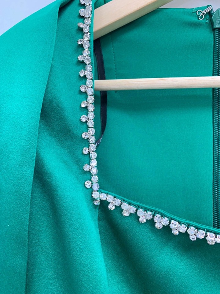 Lavish Alice Green PearlTrimmed Cape Dress UK 6 eBay