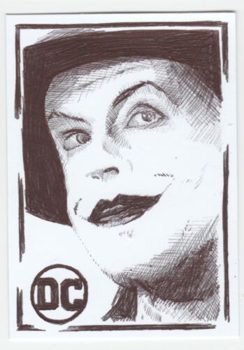 ACEO Art Sketch Card DC Jack Nicholson The Joker from Batman Movie Ink Drawing C - Picture 1 of 4