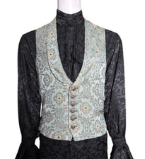 SHRINE MONTE CRISTO GREEN BROCADE ARISTOCRAT VICTORIAN VAMPIRE VINTAGE VEST