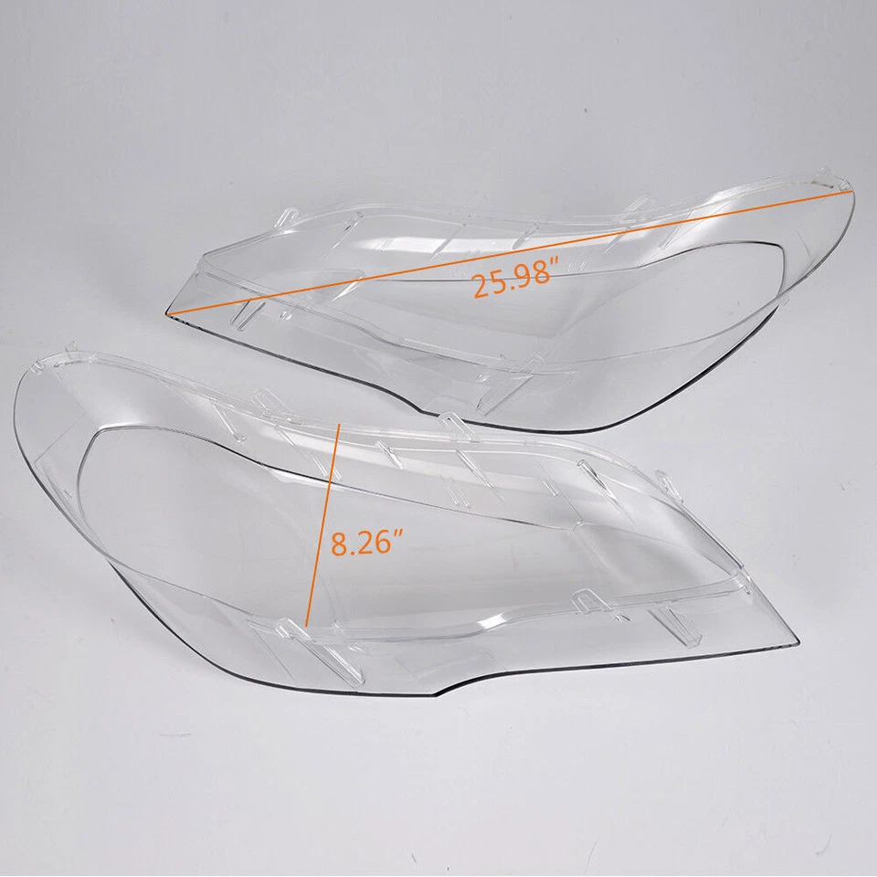 Par de cubiertas de lámpara de lente aptas para BMW X5 E70 2007-2012 pantalla de faros brillante Foto 2 de 4