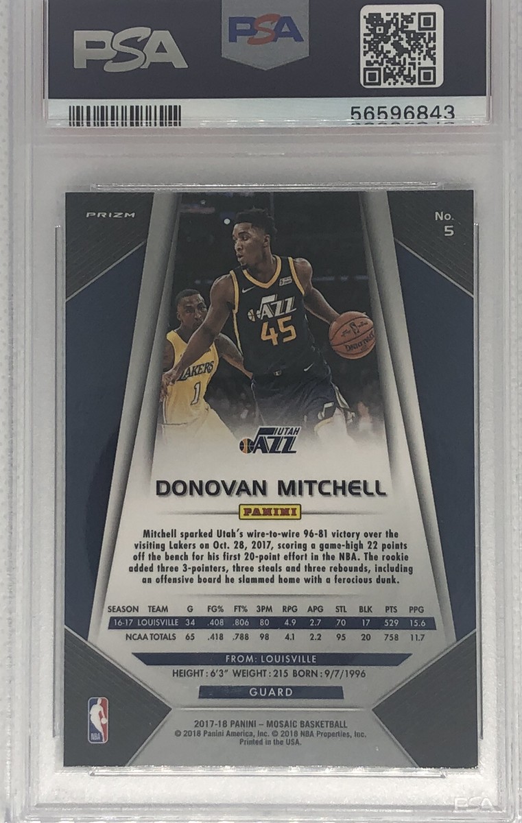 2017-18 Panini Prizm #5 Donovan Mitchell Mosaic RC Rookie PSA 9