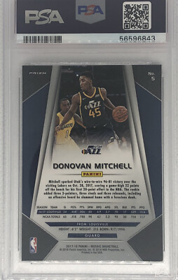 2017-18 Panini Prizm #5 Donovan Mitchell Mosaic RC Rookie PSA 9