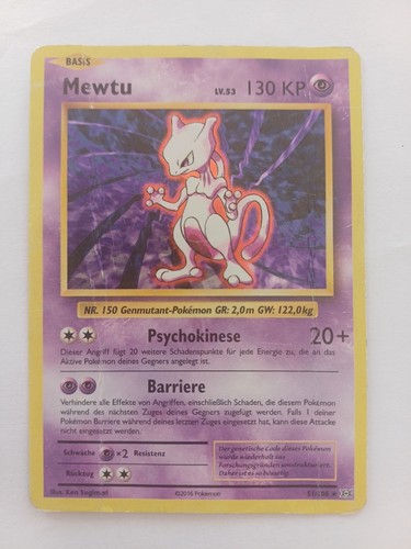 Pokemon XY Evolutions Mewtwo Card 51/108 Rare Holo German