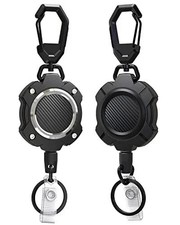 2 Pack Retractable Keychain Heavy Duty Carabiner Key Chains 10000 Rebound Im...