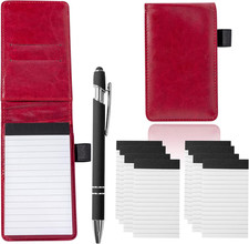 10 Pieces Small Notepad Holder Set Pocket Notebook 3 x 5 Inch with Pen red Smal