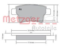 Metzger Autoteile Bremsbelagsatz Scheibenbremse 1170264 FüR C4 Picasso CitroËN 1