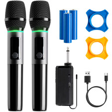 Dual Wireless Microphone Handheld Dynamic Microphone for Karaoke Singing, Party,